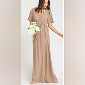 Show Me Your MuMu Blush Long Sleeve Dress Emily Empire Maxi Medium